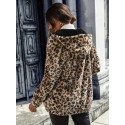 Leopard Pattern Zipper Hooded Teddy Coat, Versatile Long Sleeve Thermal Outwear For Fall & Winter, Women's Clothing