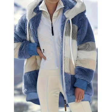 Color Block Fuzzy Fa...