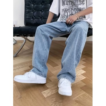 Men's Loose Wide Leg Jeans, Casual Street Style Denim Pants Men's Loose Wide Leg Jeans, Casual Street Style Denim Pants