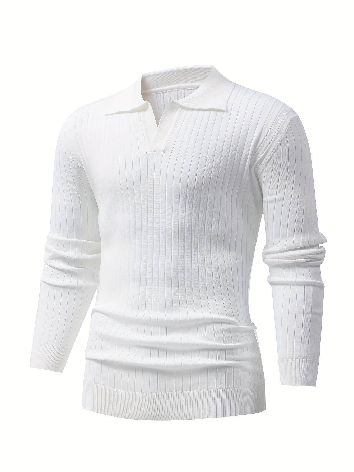 solid chic knit shirt mens casual lapel slightly stretch v neck pullover sweater for autumn winter details 32