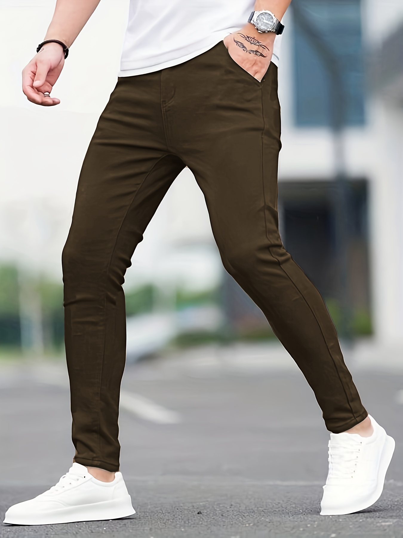 slim fit all match jeans mens casual street style medium stretch denim pants for all seasons details 2