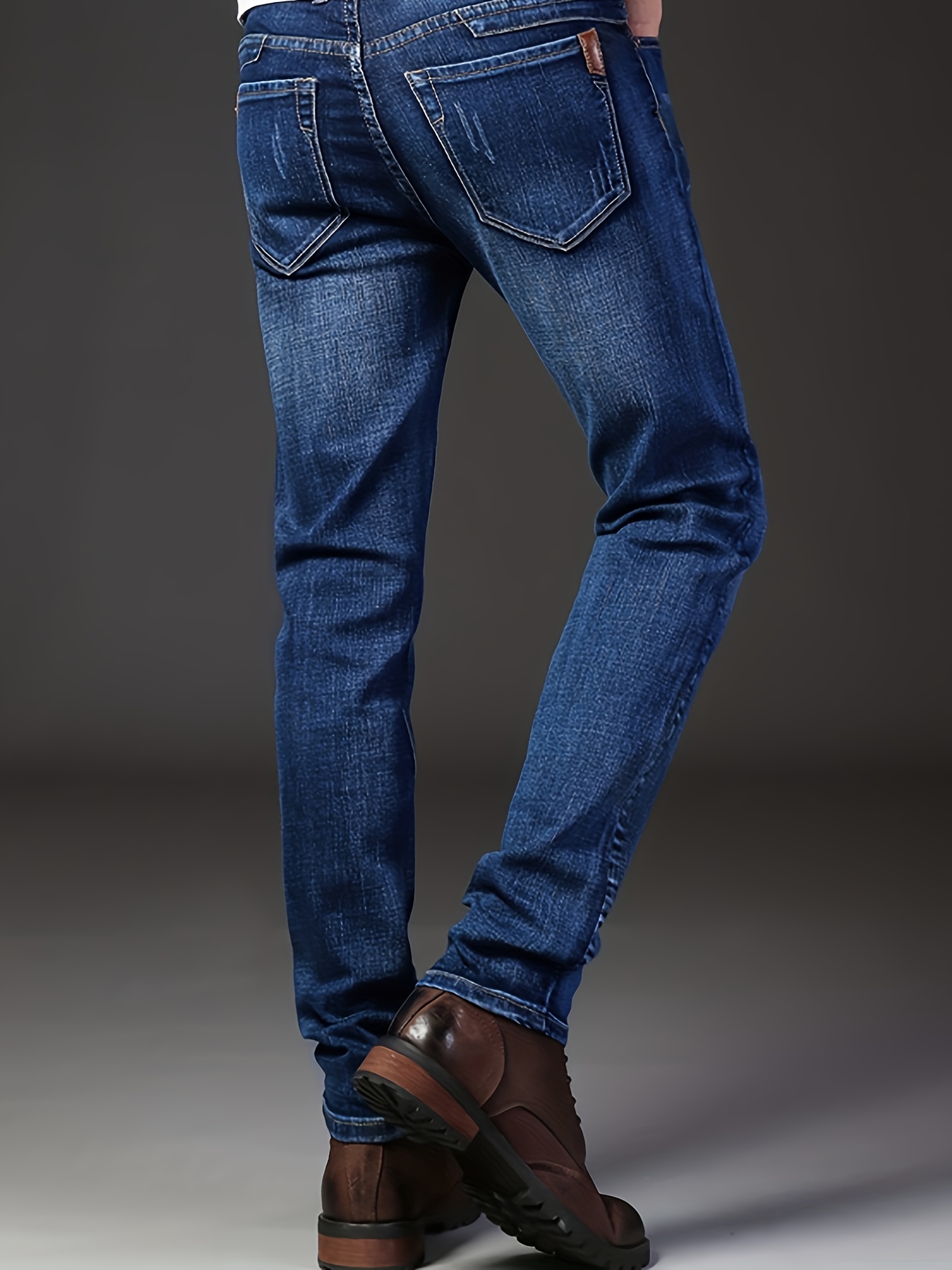 classic design semi formal jeans mens casual stretch denim pants for all seasons business details 5